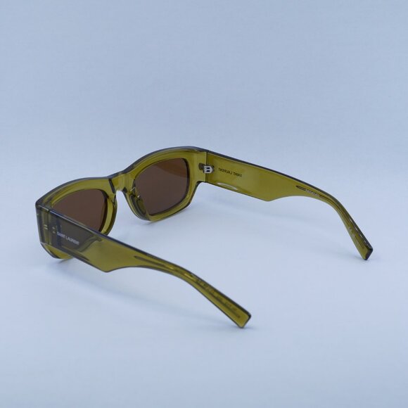?️ New Saint Laurent SL713 004 Sunglasses - Green Frame, Brown Lenses